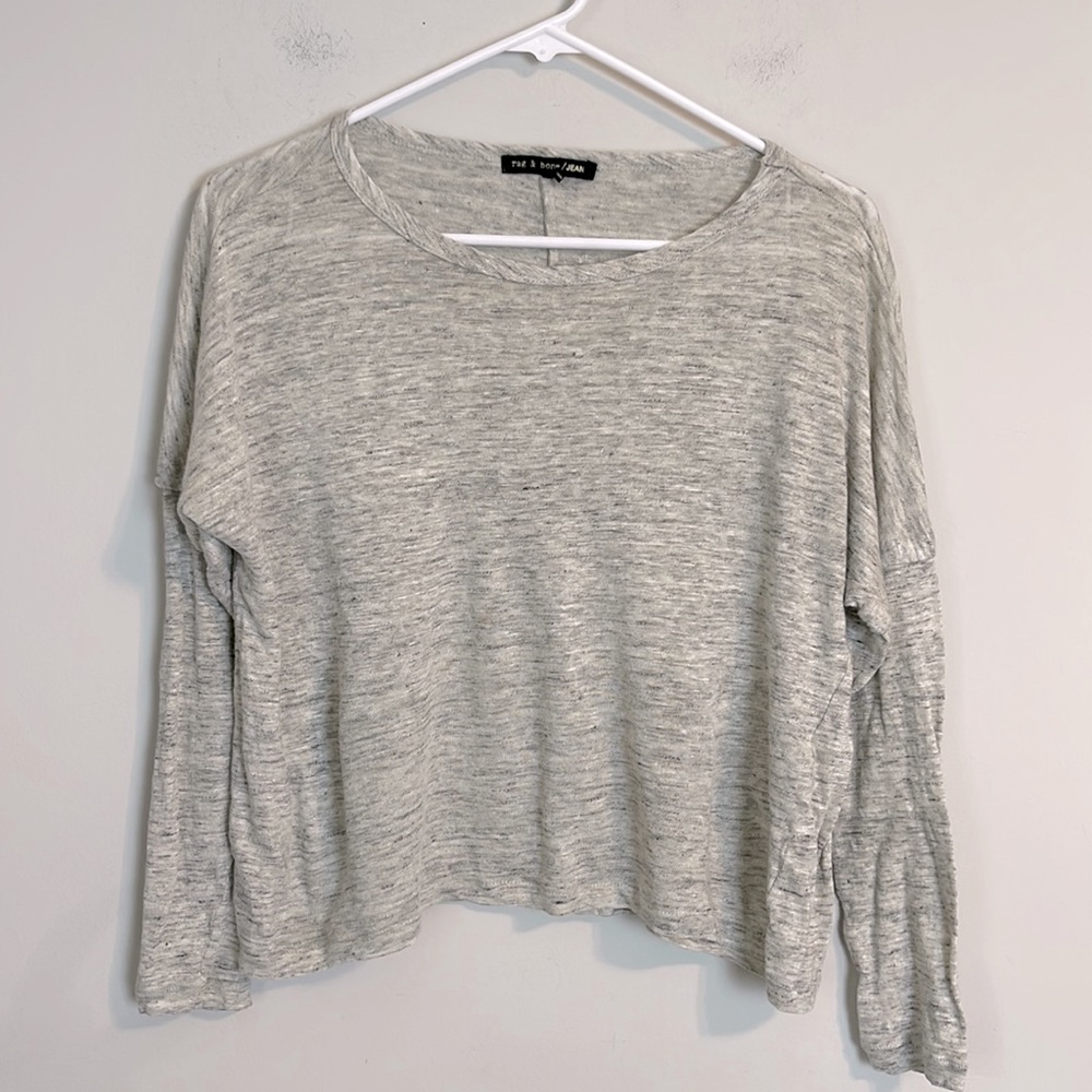 Rag & Bone jeans gray linen long sleeve top size small